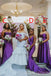 Mismatched Purple Satin Mermaid Long Bridesmaid Dresses , BGB0005