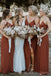 Simple Rust Spaghetti Straps V-neck Cheap Long Bridesmaid Dresses , BGB0013