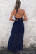 Sexy Navy Blue Chiffon A-line Cheap Long Bridesmaid Dresses , simple prom dresses, BGB0020