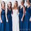 Royal Blue Satin A-line Cheap Long Bridesmaid Dresses , BGB0022