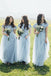 Dusty Blue Tulle A-line Long Custom Bridesmaid Dresses , BGB0027