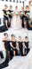 Off Shoulder Black Satin Mermaid Side Slit Cheap Long Custom Bridesmaid Dresses , BGB0033