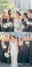 A-line Grey Spaghetti Straps Cheap Long Custom Bridesmaid Dresses , BGB0036
