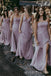 Mismatched Purple Chiffon A-line Custom Long Custom Bridesmaid Dresses , BGB0066
