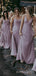 Mismatched Purple Chiffon A-line Custom Long Custom Bridesmaid Dresses , BGB0066