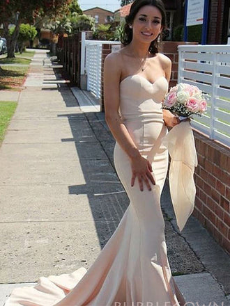 Elegant Navy Blue Sweetheart Long Custom Mermaid Bridesmaid Dresses , BGB0077