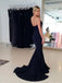Elegant Navy Blue Sweetheart Long Custom Mermaid Bridesmaid Dresses , BGB0077