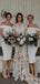 Off Shoulder White Satin Short Mermaid Custom Bridesmaid Dresses, BGB0107