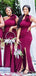 One Shoulder Satin Mermaid Side Slit  Long Custom Bridesmaid Dresses, BGB0109