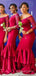 Mermaid Red Long Sleeves Long Custom Appliques Bridesmaid Dresses, BGB0118