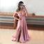 Formal Satin Off Shoulder Long Custom Side Slit Bridesmaid Dresses, BGB0126