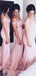 Pretty Pink Mermaid Appliques Long Custom Off Shoulder Bridesmaid Dresses, BGB0127