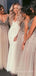 A-line Tulle Beaded Sparkly V-neck Long Custom V-beck Bridesmaid Dresses, BGB0129