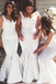 V-neck White Mermaid Long Custom Bridesmaid Dresses, BGB0144