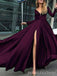 Sexy Red A-line Long Sleeves Long Evening Prom Dresses, Custom V-neck Prom Dresses, BGS0251