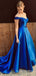 Formal Royal Blue Satin Appliques Long Evening Prom Dresses, Custom A-line Prom Dresses, BGS0278
