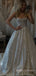 Formal White Sequins A-line Long Evening Prom Dresses, Spaghetti Straps Wedding Dress, BGS0283
