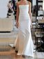 Ivory Satin Strapless Mermaid Long Evening Prom Dresses, Simple Wedding Dress, BGS0336