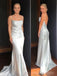 Formal Mermaid Satin Long Evening Prom Dresses, Spaghetti Straps Wedding Dress, BGS0348