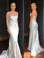 Formal Mermaid Satin Long Evening Prom Dresses, Spaghetti Straps Wedding Dress, BGS0348