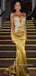 Formal Spaghetti Straps Satin Appliques Mermaid Long Evening Prom Dresses, BGS0378