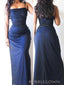 Black Chiffon Blue Mermaid Long Evening Prom Dresses, BGS0395