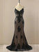 V-neck Black Mermaid Long Evening Prom Dresses, BGS0397