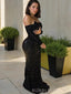 Black Sequins Mermaid Long Sleeves Long Evening Prom Dresses, BGS0408