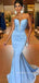 Sweetheart Blue Satin Mermaid Long Prom Dresses, Custom Prom Dress, BGS0424