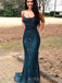 Mermaid Navy Blue Appliques Beaded Long Prom Dresses, BGS0426