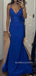 Popular Mermaid Royal Blue Long Prom Dresses, V-neck prom dress, BGS0456