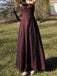 Black Lace Red A-line Spaghetti Straps Long Prom Dresses, BGS0466