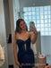 Sweetheart Blue Satin Mermaid Long Prom Dresses, BGS0491