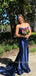 Sweetheart Blue Satin Mermaid Long Prom Dresses, BGS0491