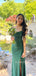 Green Spaghetti Straps Side Slit Popular Long Prom Dresses, BGS0499