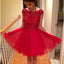 Cute Red Cap Sleeve Beaded Short Homecoming Dresses, BG51419