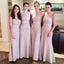 Flesh Pink Small Round Neck Mermaid Long Lace Bridesmaid Dresses, BG51398 - Bubble Gown
