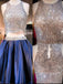 Blue Two Pieces Sparkly Sexy Short Homecoming Dresses, BG51434 - Bubble Gown
