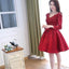 Long Sleeve Red V Neck Short Homecoming Dresses, BG51468 - Bubble Gown