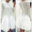 Cheap White Long Sleeves Short Lace Homecoming Dresses, BG51418 - Bubble Gown