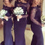 Long Sleeves Mermaid Lace Wedding Party Bridesmaids Guest Dresses, BG51370