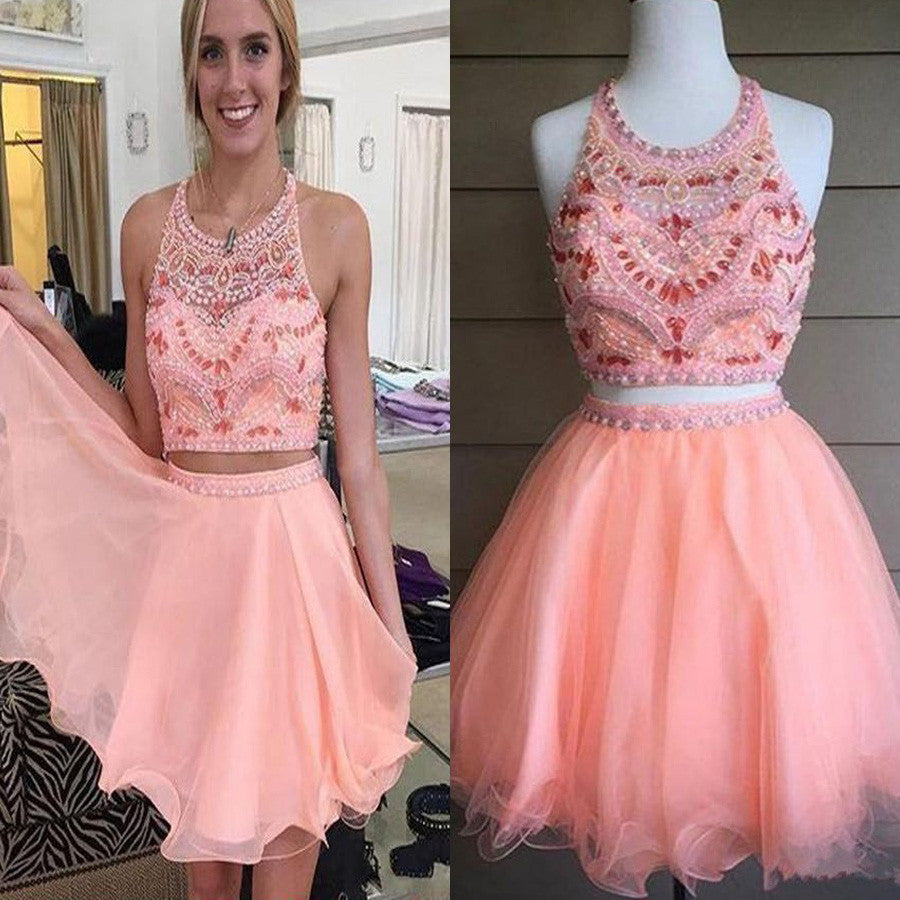 Two Pieces Beaded Sweet 16 Cute Graduation Homecoming Dresses, BG51437
