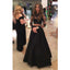 Black Two Pieces Long Sleeves Sexy Long Prom Dress, BG51492