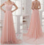Blush Pink Junior Stunning Open Back Chiffon Long Prom Dresses, BG51096