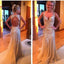 Golden Mermaid Open Back Shinning Evening Party Prom Dresses, BG51034