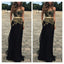 Black Goledn Sweet Heart Cheap Floor Length Prom Dresses, BG51168
