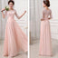 Blush Pink Junior Half Sleeve Top Seen-Through Lace Prom Bridesmaid Dresses, BG51322