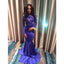 Applique Royal Blue Long Sleeves See Through Mermaid Prom Dresses, BG51183