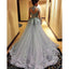 Charming High Neck Long Sleeve Grey Long Prom Dresses, BG51098