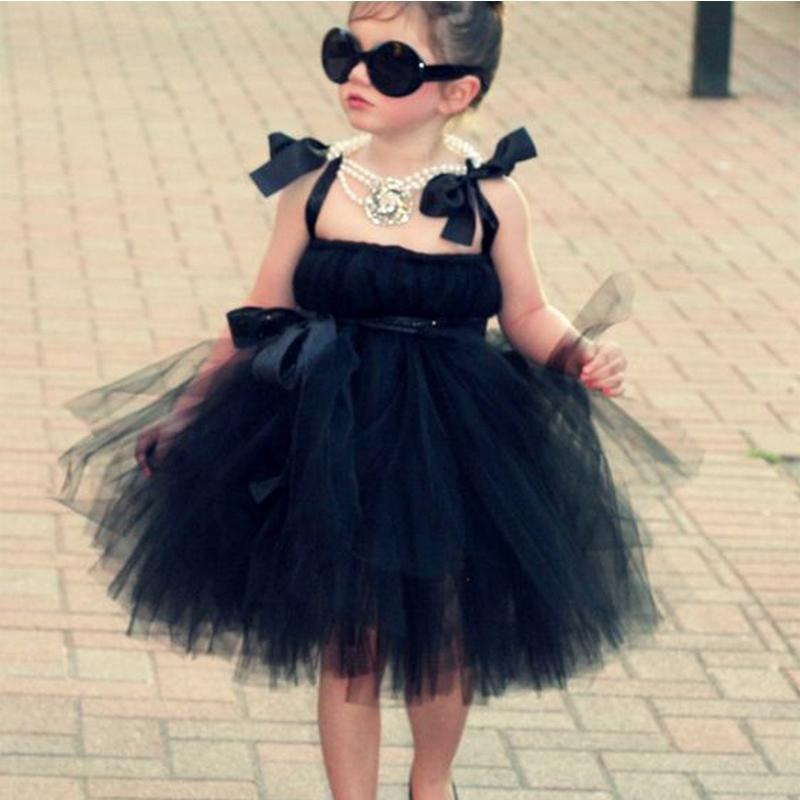 Cool Black Tulle Little Girl Dresses, Affordable Flower Girl Dresses, Little Black Dress, FG044 - Wish Gown